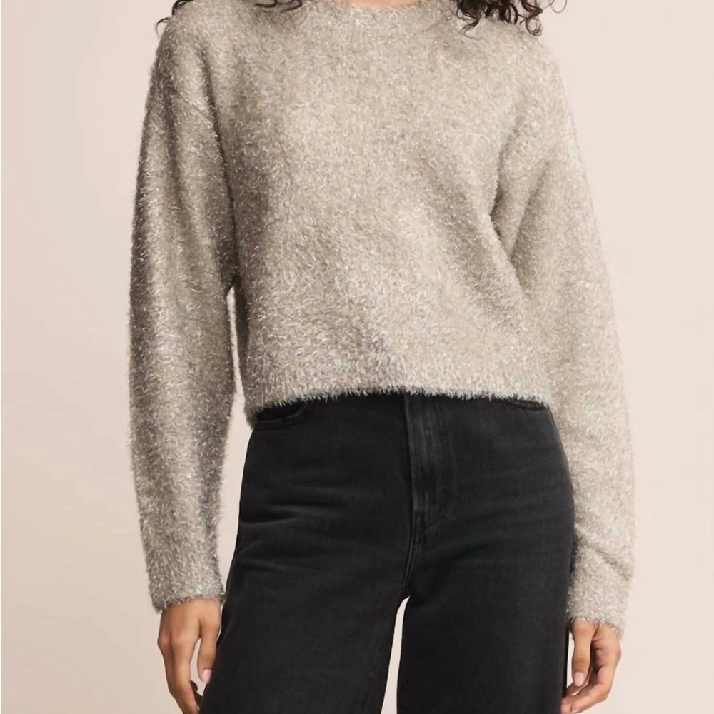 Women's Gray Fuzzy Sweater